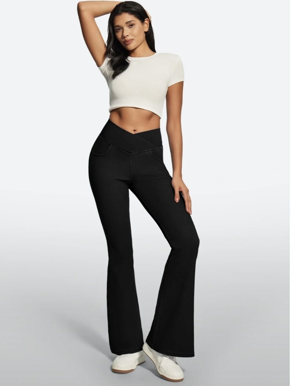 IUGA FlexDenim® High Waist Crossover Flare Jeans for Women With Pockets Large